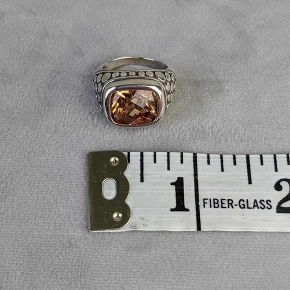 CITRINE STERLING SILVER Square Cut Dot Band Ring - Picture 13 of 15